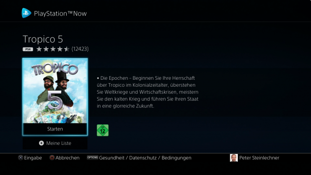 Noch ein Klick, dann beginnt der Spiele-Stream. (Bild: Golem.de / Screenshot: Sony)